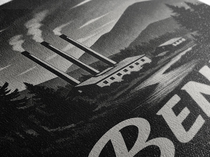 Bend Oregon Travel Poster, Canvas Print, Vintage Noir Poster Art, Bend City Art, Fine Art Print, Vintage Travel Print, Vintage City Poster