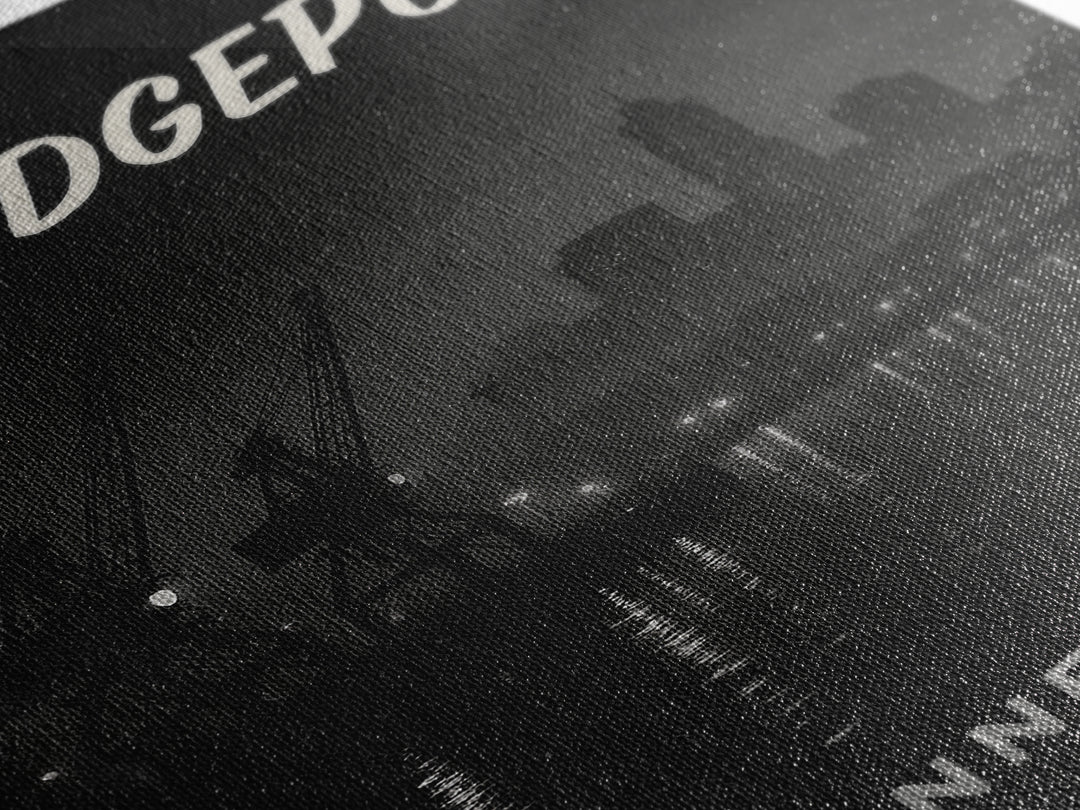Bridgeport Connecticut Travel Poster, Canvas Print, Vintage Noir Poster Art, Bridgeport Travel Art, Living Room Wall Art, City Travel Prints