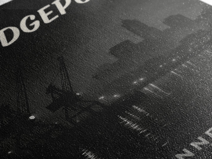 Bridgeport Connecticut Travel Poster, Canvas Print, Vintage Noir Poster Art, Bridgeport Travel Art, Living Room Wall Art, City Travel Prints