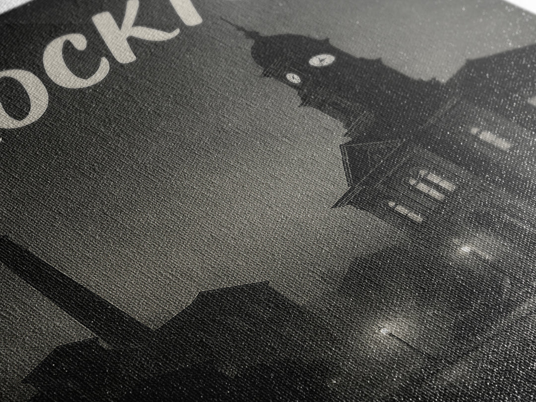 Brockton Massachusetts Travel Poster, Canvas Print, Vintage Noir Poster Art, Brockton City Art, Travel Prints, Travel Wall Art, Art Print