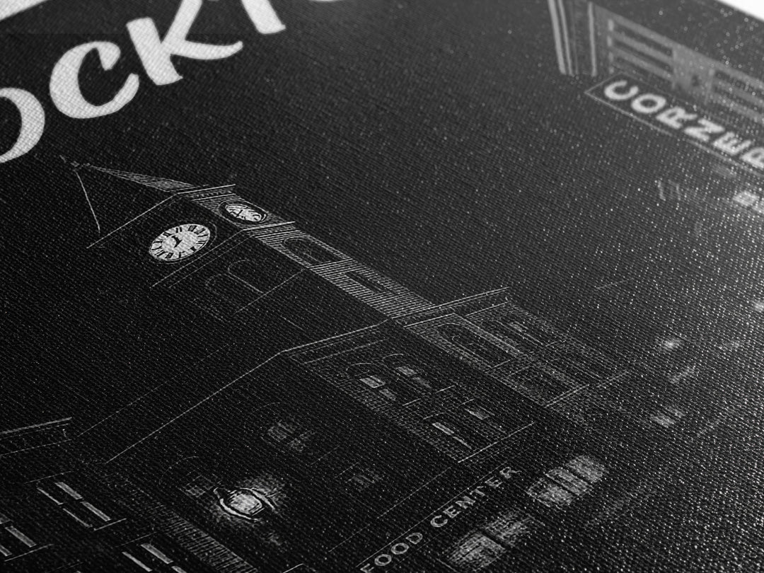 Brockton Travel Poster, Framed Canvas Print, Dark Moody City Wall Art, Brockton Wall Art, Travel Art Print, Fine Art Print, Landscape Art