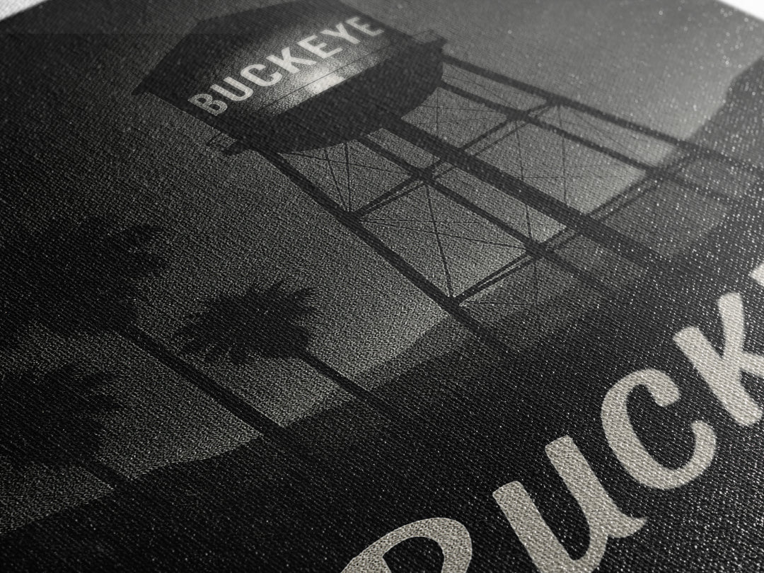 Buckeye Arizona Travel Poster, Framed Canvas Print, Black And White Travel Art, Buckeye Art Print, Travel Wall Decor, Home Office Decor