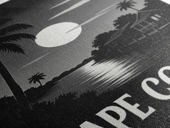 Cape Coral Travel Poster, Canvas Print, Dark Moody City Wall Art, Cape Coral Travel Art, Travel Art Print, Home Office Decor, Art Print