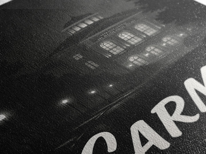 Carmel Indiana Travel Poster, Canvas Print, Vintage Noir Poster Art, Carmel Travel Art, Travel Art, Retro Travel Print, Mid Century Wall Art