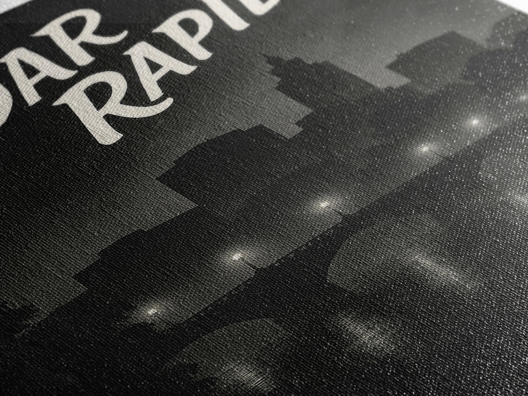 Cedar Rapids Iowa Travel Poster, Canvas Print, Dark Moody City Wall Art, Cedar Rapids Travel Art, Travel Poster Art, Wanderlust Decor