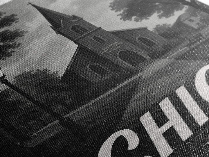 Chico Travel Poster, Canvas Print, Dark Moody City Wall Art, Chico Travel Art, City Travel Prints, Eclectic Wall Decor, Travel Wall Art