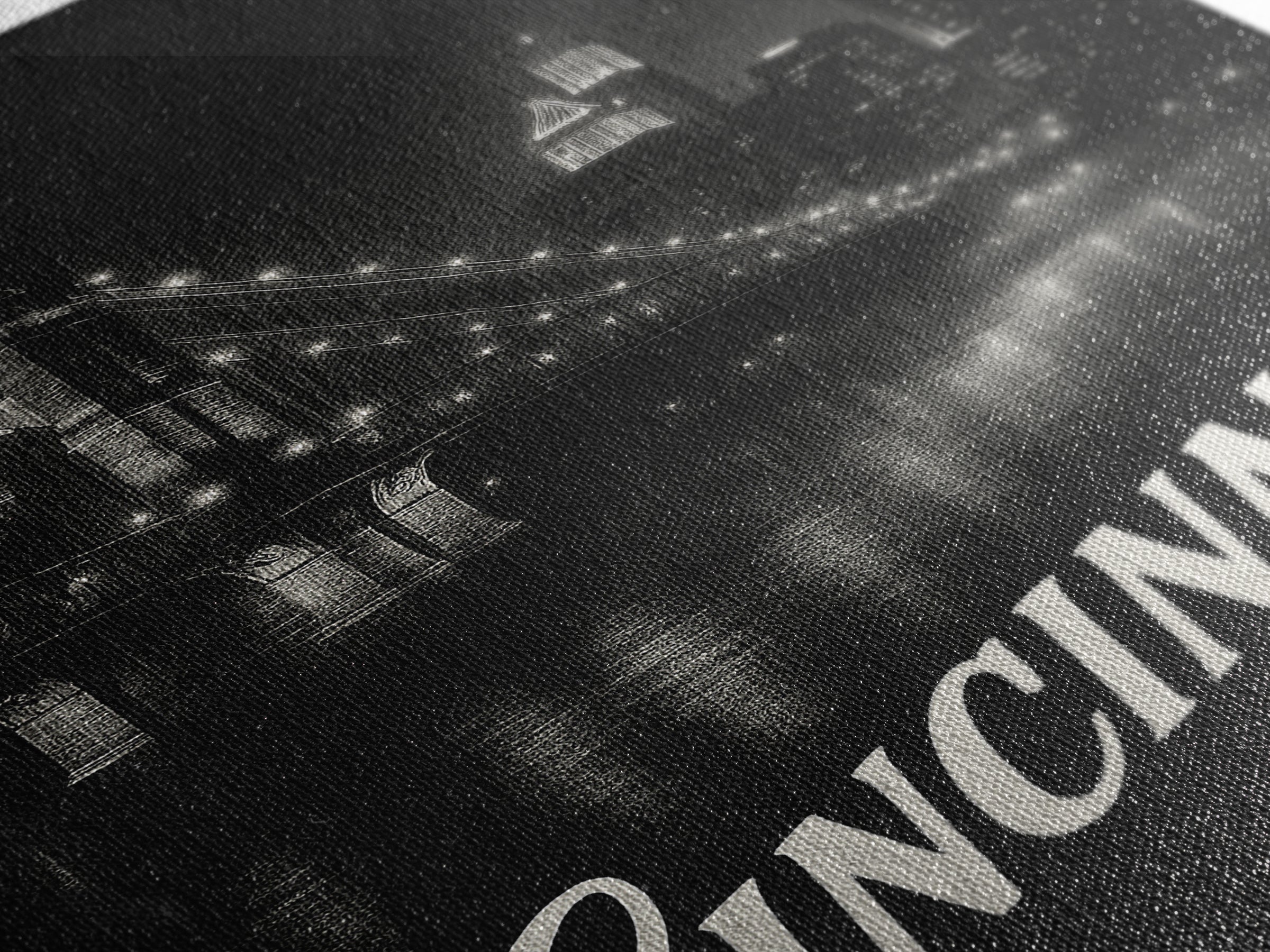 Cincinnati Ohio Travel Poster, Canvas Print, Black And White Travel Art, Cincinnati City Art, Travel Poster Art, City Art Print, Art Print