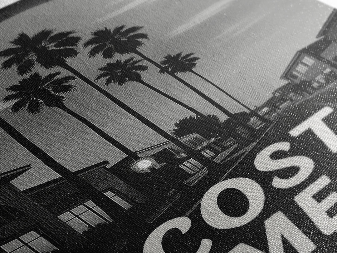 Costa Mesa Travel Poster, Framed Canvas Print, Night Street Poster Art, Costa Mesa Poster Print, Eclectic Wall Decor, Retro Travel Print