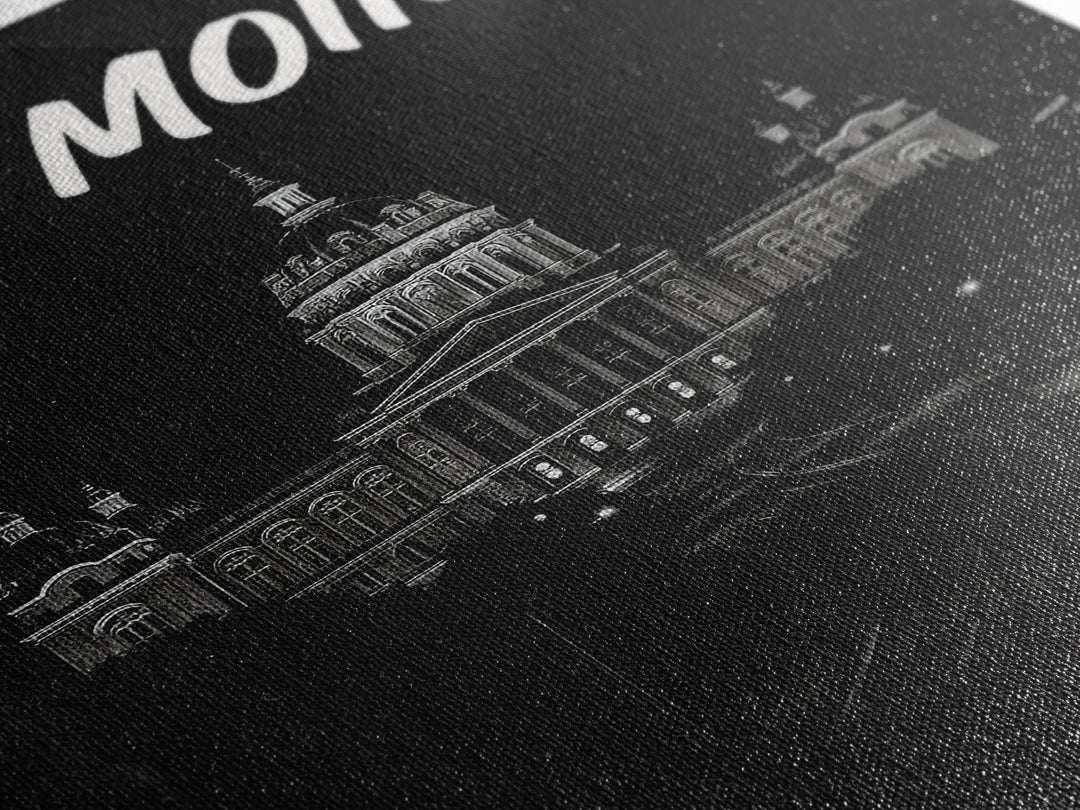 Des Moines Travel Poster, Canvas Print, Black And White Travel Art, Des Moines Wall Art, Travel Art Print, Gift For Travelers, Design 2