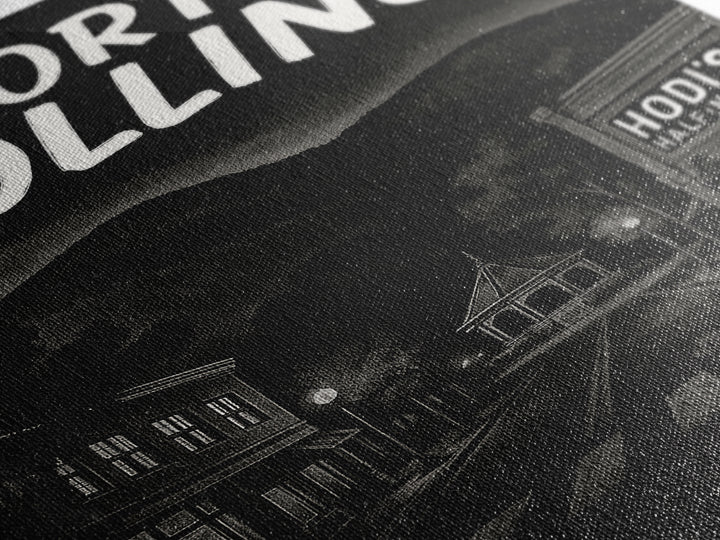 Fort Collins Travel Poster, Framed Canvas Print, Dark Moody City Wall Art, Fort Collins Travel Art, Mid Century Wall Art, Travel Art Print