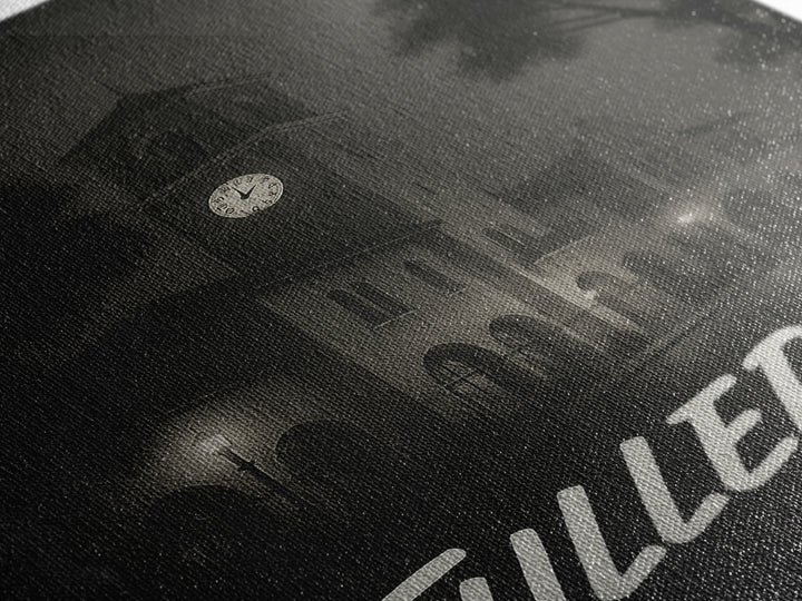 Fullerton Travel Poster, Framed Canvas Print, Dark Moody City Wall Art, Fullerton Wall Art, Eclectic Wall Decor, Modern Wall Decor