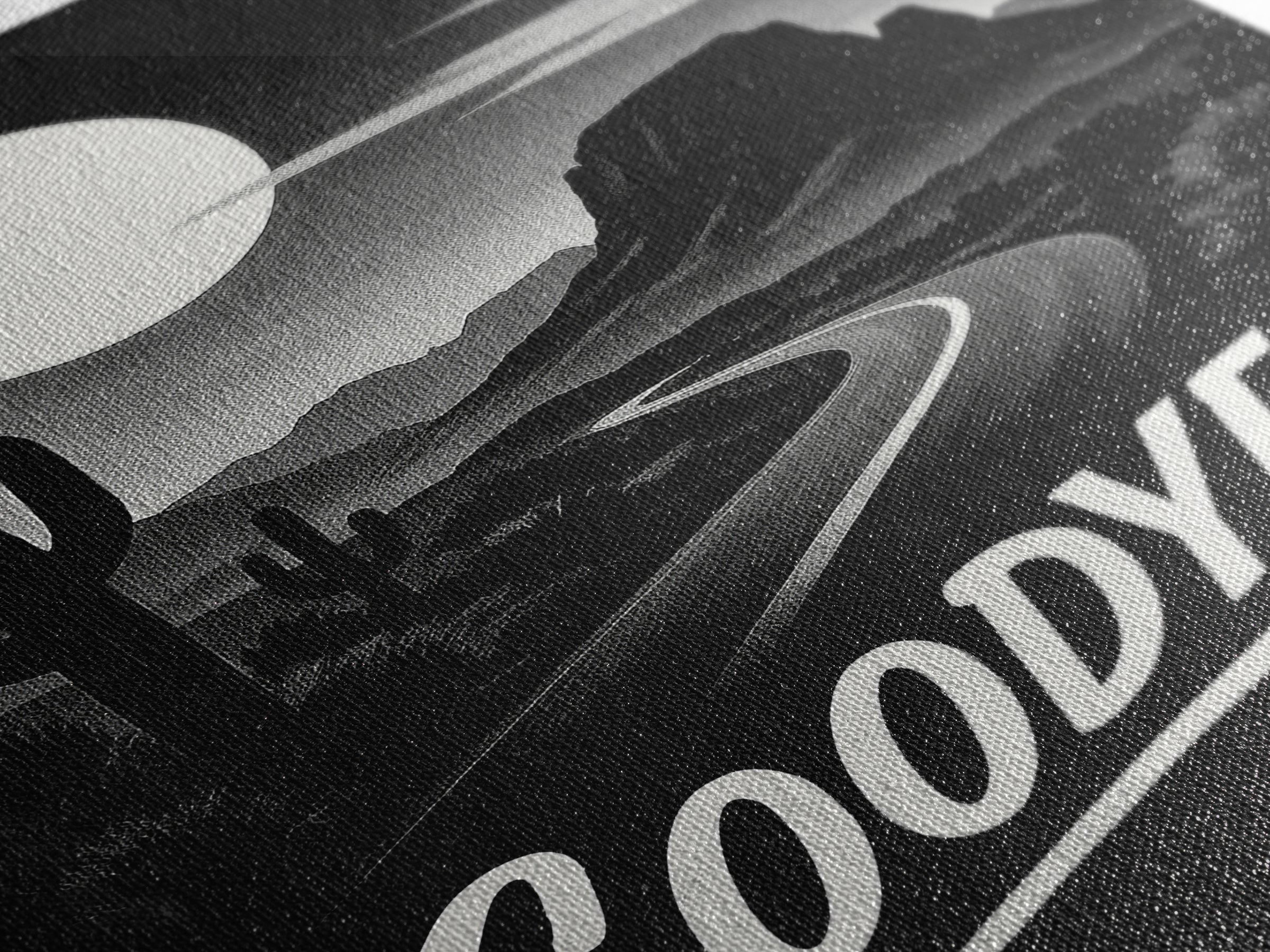 Goodyear Travel Poster, Framed Canvas Print, Vintage Noir Poster Art, Goodyear Travel Art, Living Room Wall Art, Mid Century Wall Art