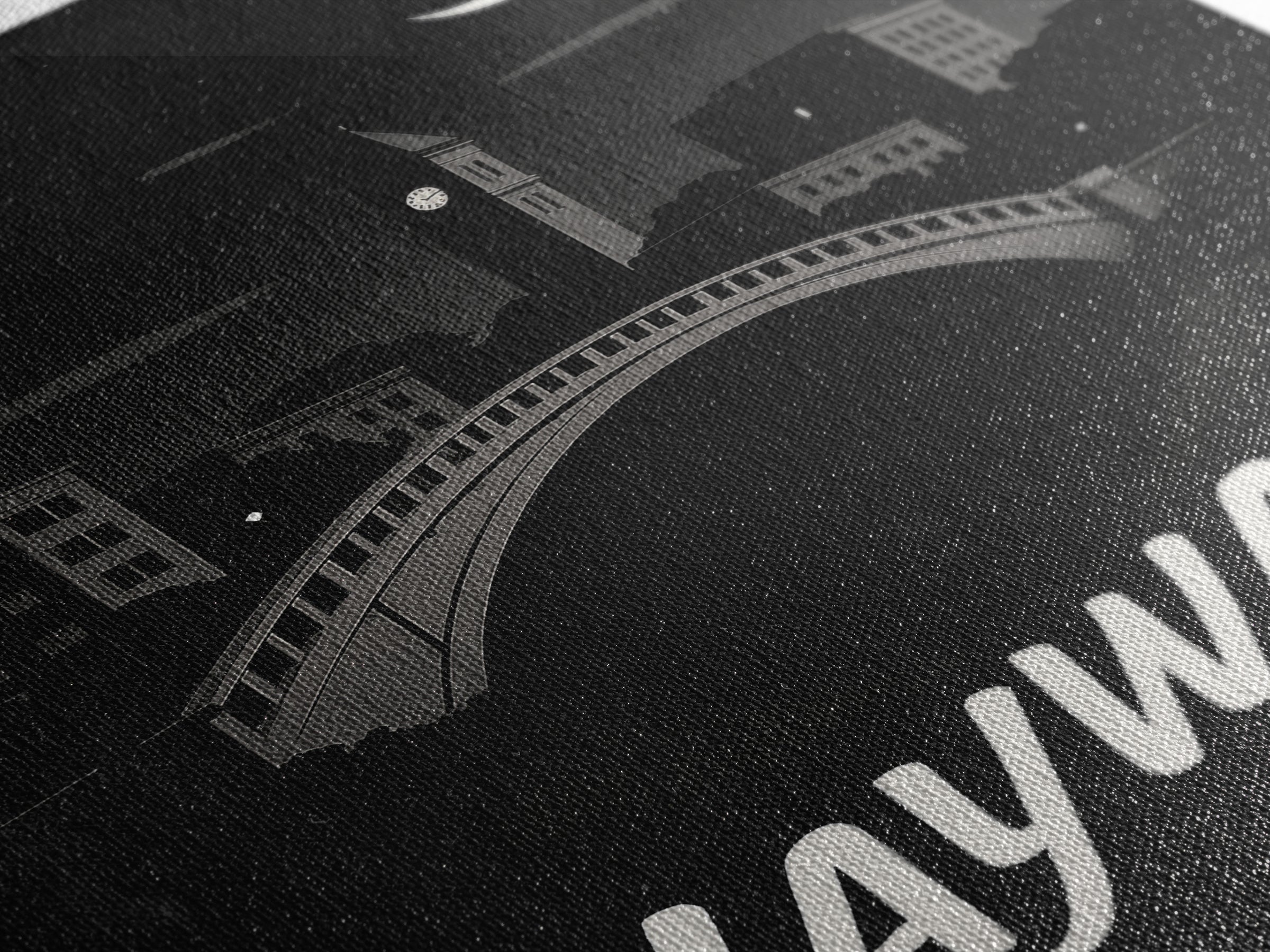 Hayward Travel Poster, Canvas Print, Dark Moody City Wall Art, Hayward Art Print, Travel Poster Art, Wanderlust Decor, Eclectic Wall Decor