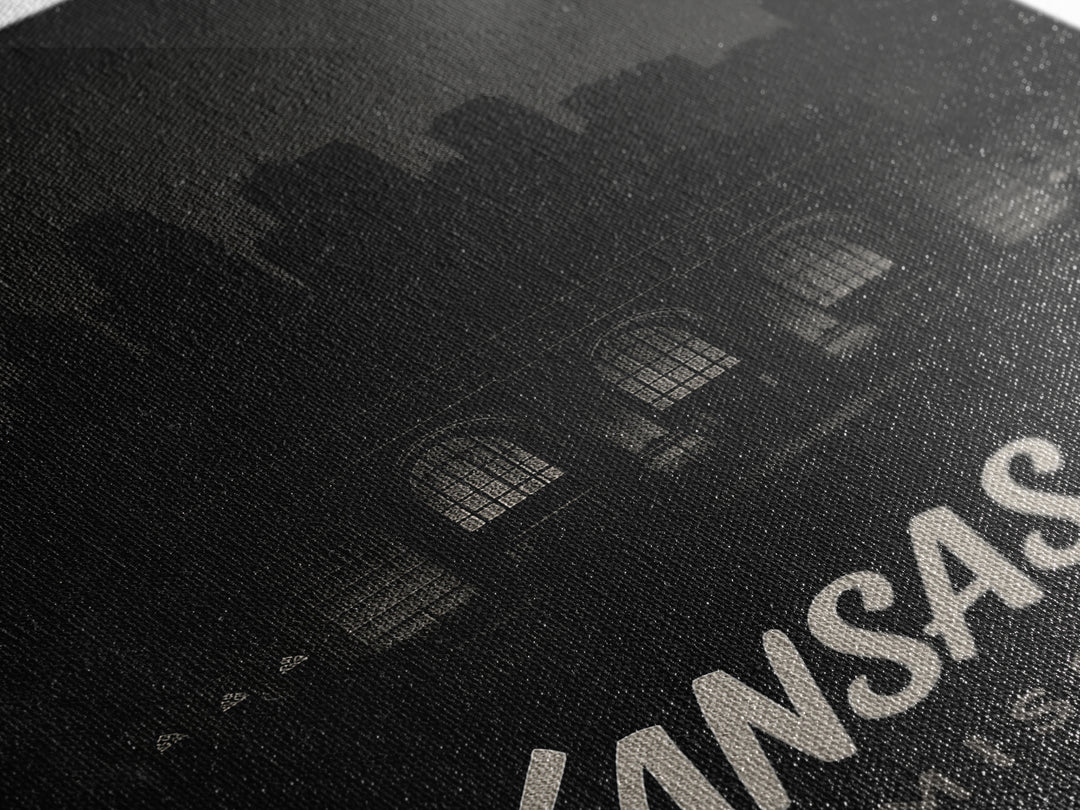 Kansas City Travel Poster, Canvas Print, Dark Moody City Wall Art, Kansas City Wall Art, Travel Wall Art, City Travel Prints, Home Decor