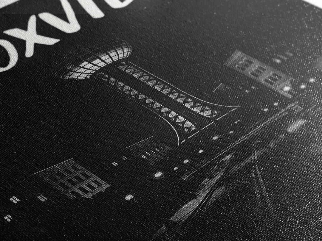 Knoxville Travel Poster, Framed Canvas Print, Black And White Travel Art, Knoxville Travel Art, Retro Travel Print, Watercolor Skyline Art