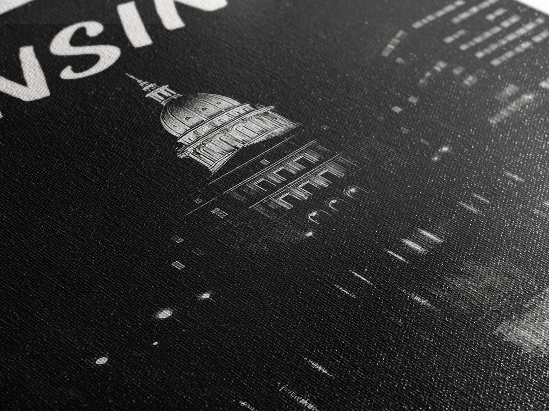 Lansing Michigan Travel Poster, Canvas Print, Dark Moody City Wall Art, Lansing City Art, Travel Poster Set, Travel Art Print, Wall Art