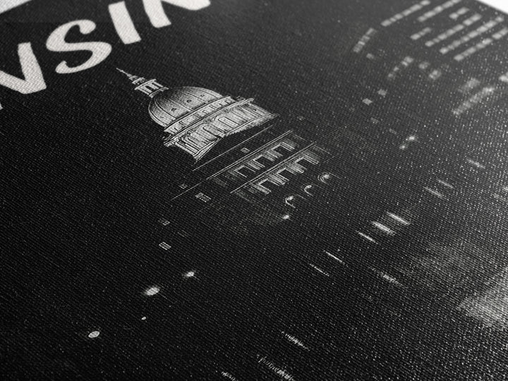 Lansing Michigan Travel Poster, Canvas Print, Dark Moody City Wall Art, Lansing City Art, Travel Poster Set, Travel Art Print, Wall Art