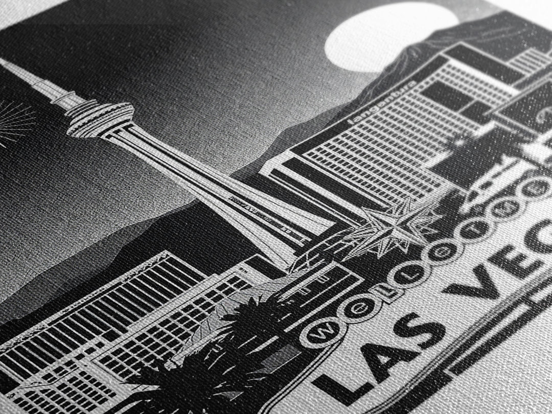 Las Vegas Travel Poster, Framed Canvas Print, Night Street Poster Art, Las Vegas Wall Art, Vintage Travel Art, Fine Art Print, Wall Art