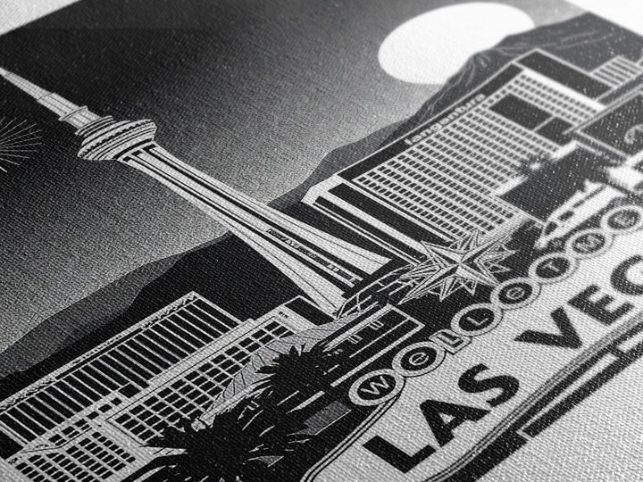 Las Vegas Travel Poster, Framed Canvas Print, Night Street Poster Art, Las Vegas Wall Art, Vintage Travel Art, Fine Art Print, Wall Art