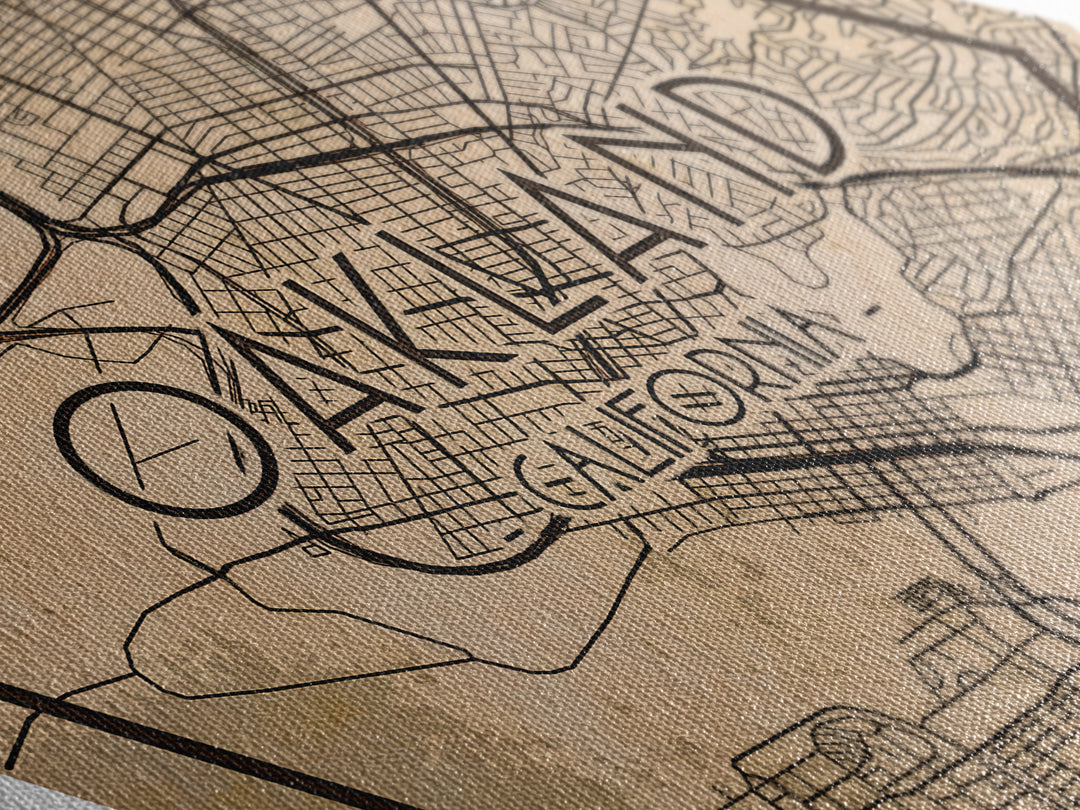 Oakland Diamond Shaped Travel Poster, Custom Diamond Shaped Wall Art, City Map Canvas