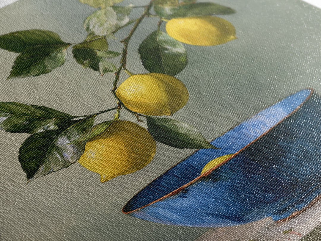 Italian Lemon Branch Framed Canvas Print, Dining Room Art, Trendy Wall Art, Dining Room Decor, Fine Art, Dining, DRA-1x1-29