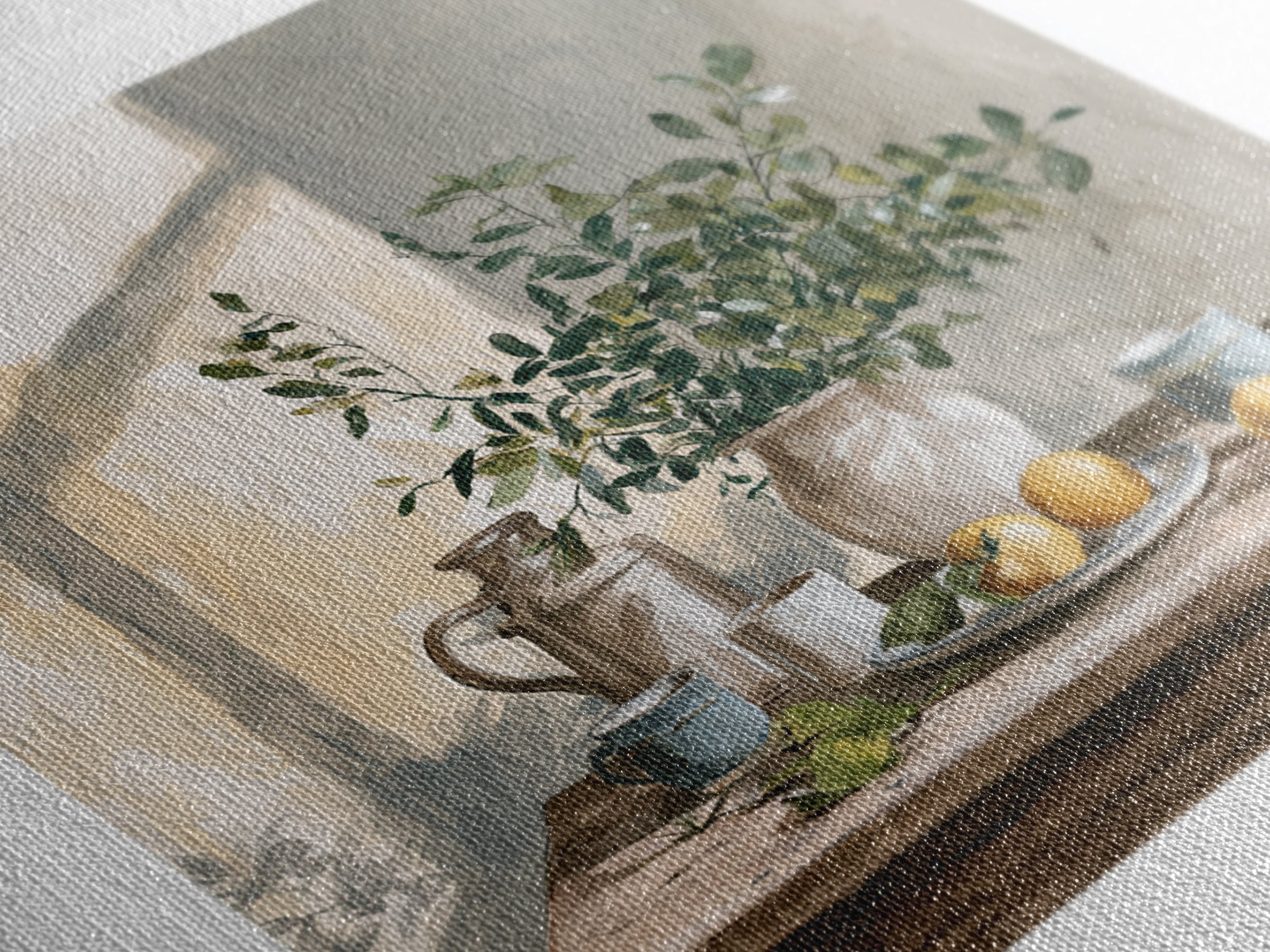 Sunlit Farmhouse Table Objects Without Room View Canvas Print, Dining Room Art, Coastal Wall Art, Dining Room Decor, Dining, DRA-1x1-41