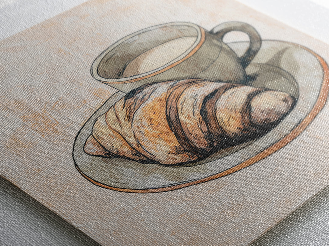 French Bistro Food Illustration Without Text Canvas Print, Dining Room Art, Trendy Wall Art, Dining Room Decor, Oil Painting, DRA-1x1-82