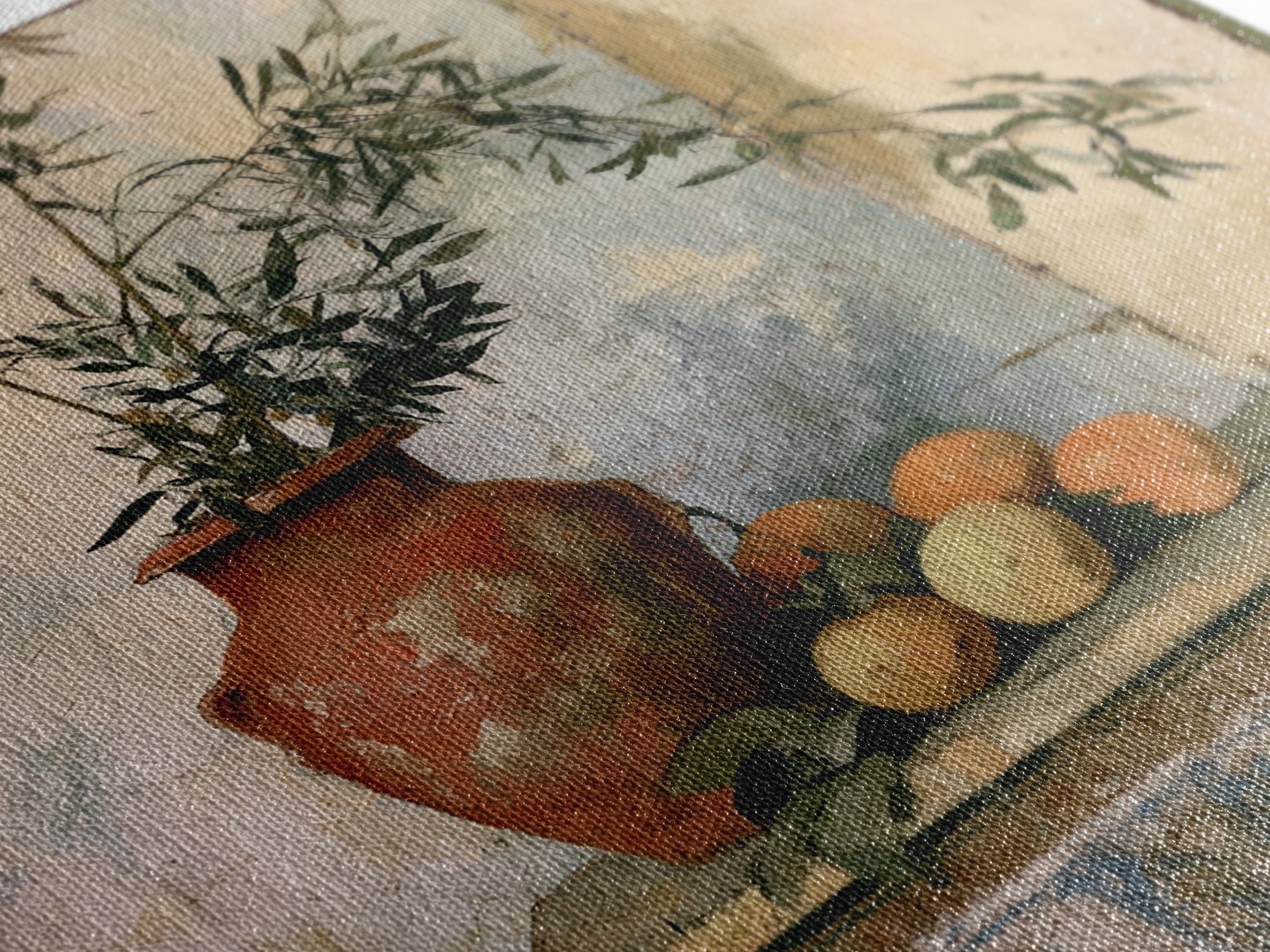 Mediterranean Olive Branch and Citrus Arrangement Canvas Print, Dining Room Art, Coastal Decor, Dining Room Decor, Dining, DRA-1x1-84