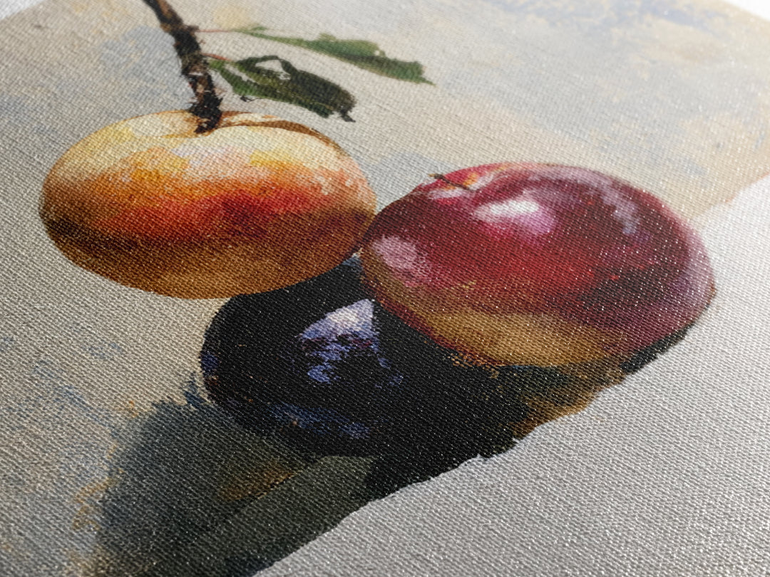 Peach and Plum Still Life Canvas Print, Dining Room Art, Trendy Wall Art, Dining Room Decor, Fine Art, Dining, DRA-1x1-92