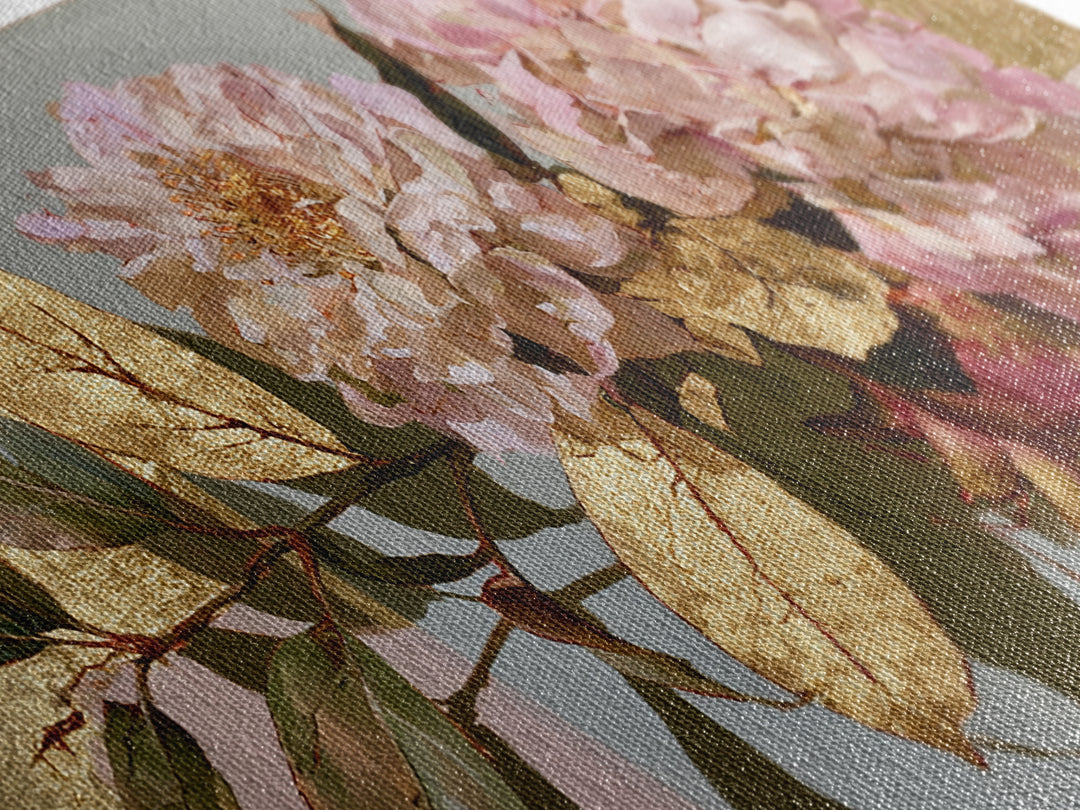 Pomegranate and Gold Leaf Botanical Study Canvas Print, Dining Room Art, Bedroom Wall Art, Dining Room Decor, Dining, DRA-2x1-100