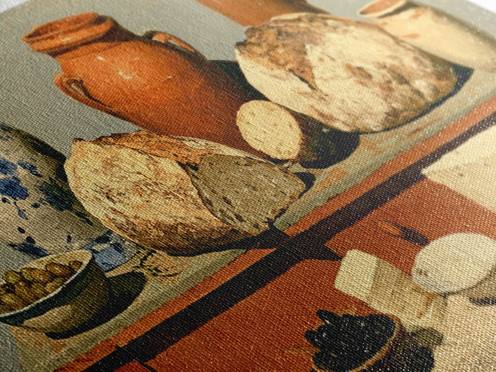 Rustic Bread Olives and Cheese Still Life Canvas Print, Dining Room Art, Neutral Decor, Dining Room Decor, Abstract Art, Dining, DRA-2x1-2