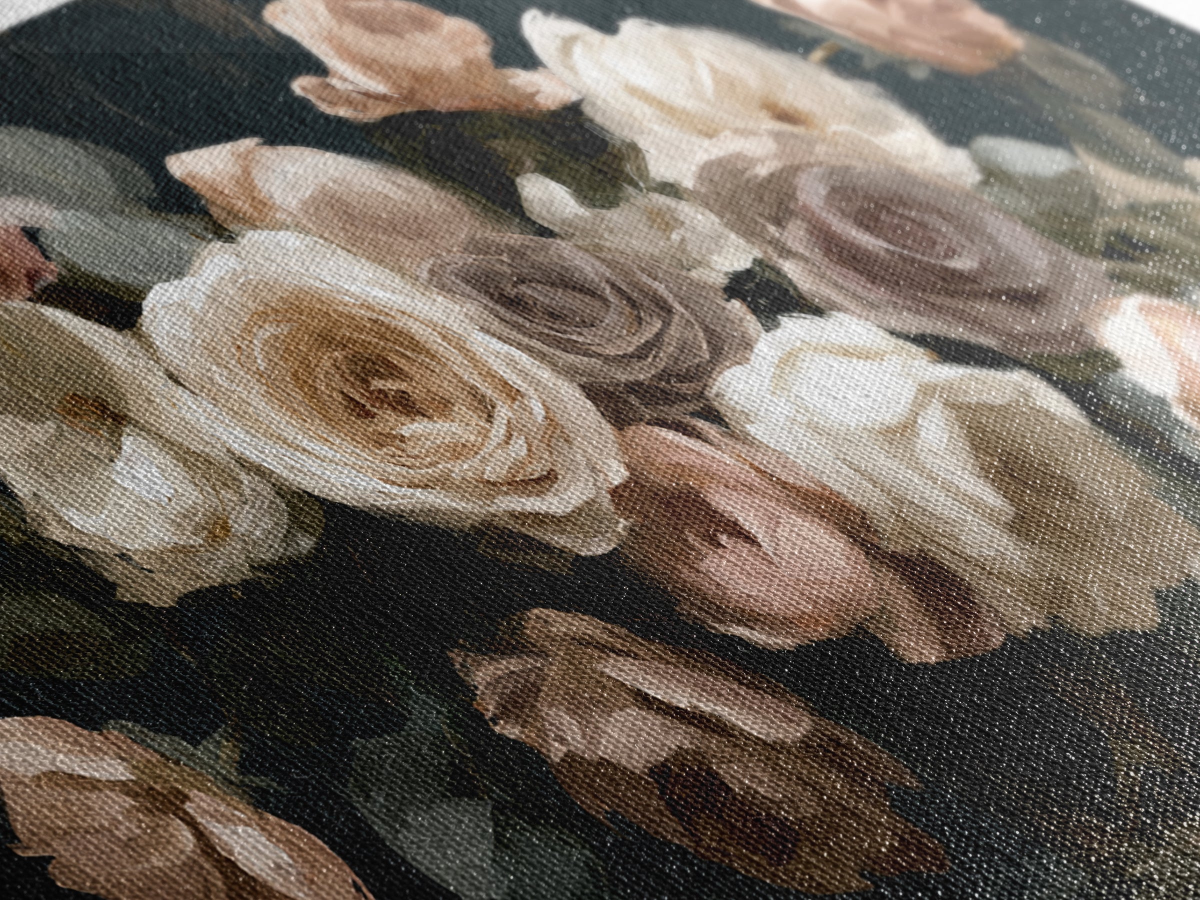 Moody Dark Background Bouquet for Formal Dining Canvas Print, Dining Room Art, Large Wall Art, Dining Room Decor, Dining, DRA-2x1-31