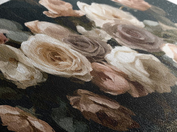 Moody Dark Background Bouquet for Formal Dining Canvas Print, Dining Room Art, Large Wall Art, Dining Room Decor, Dining, DRA-2x1-31