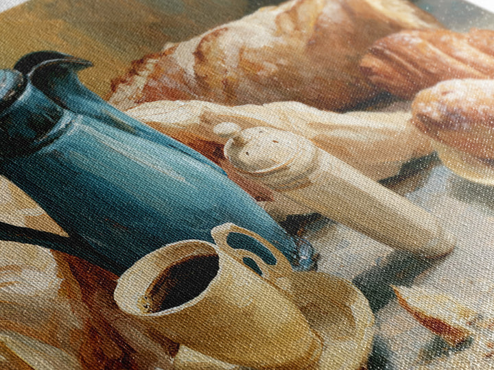 Coffee and Pastry Scene for Breakfast Nook Framed Canvas Print, Dining Room Art, Fine Art Print, Dining Room Decor, Dining, DRA-2x1-34