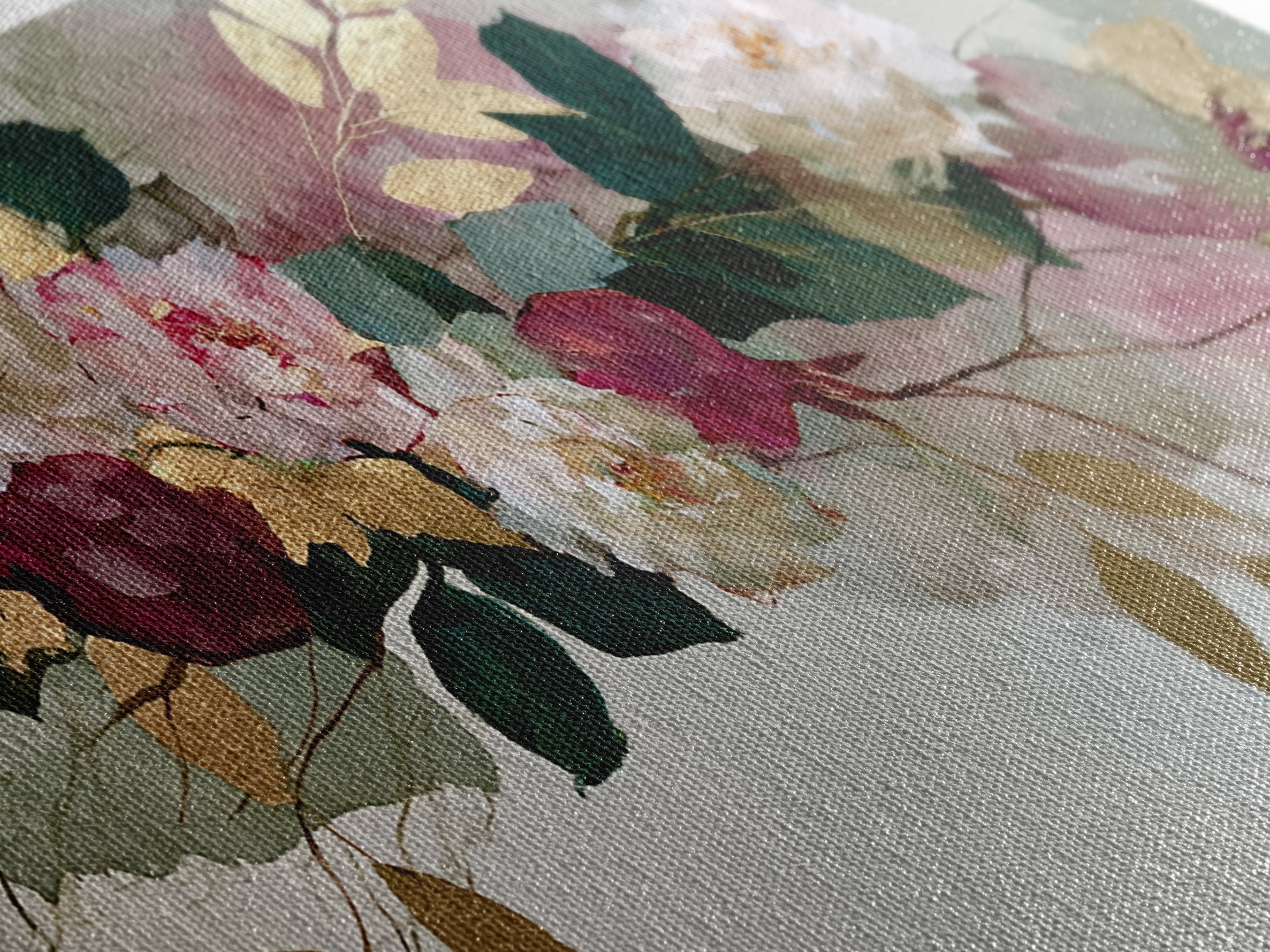 Pomegranate and Gold Leaf Botanical Study Canvas Print, Dining Room Art, Boho Decor, Dining Room Decor, Oil Painting, Dining, DRA-2x1-4