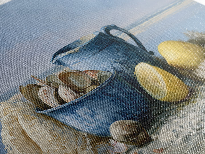 Shellfish and Lemon Still Life Framed Canvas Print, Dining Room Art, Large Wall Art, Dining Room Decor, Oil Painting, Dining, DRA-2x1-60