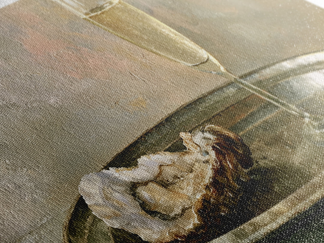 Elegant Oyster and Champagne Still Life Framed Canvas Print, Dining Room Art, Neutral Decor, Dining Room Decor, Dining, DRA-2x1-75