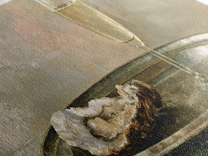 Elegant Oyster and Champagne Still Life Framed Canvas Print, Dining Room Art, Neutral Decor, Dining Room Decor, Dining, DRA-2x1-75
