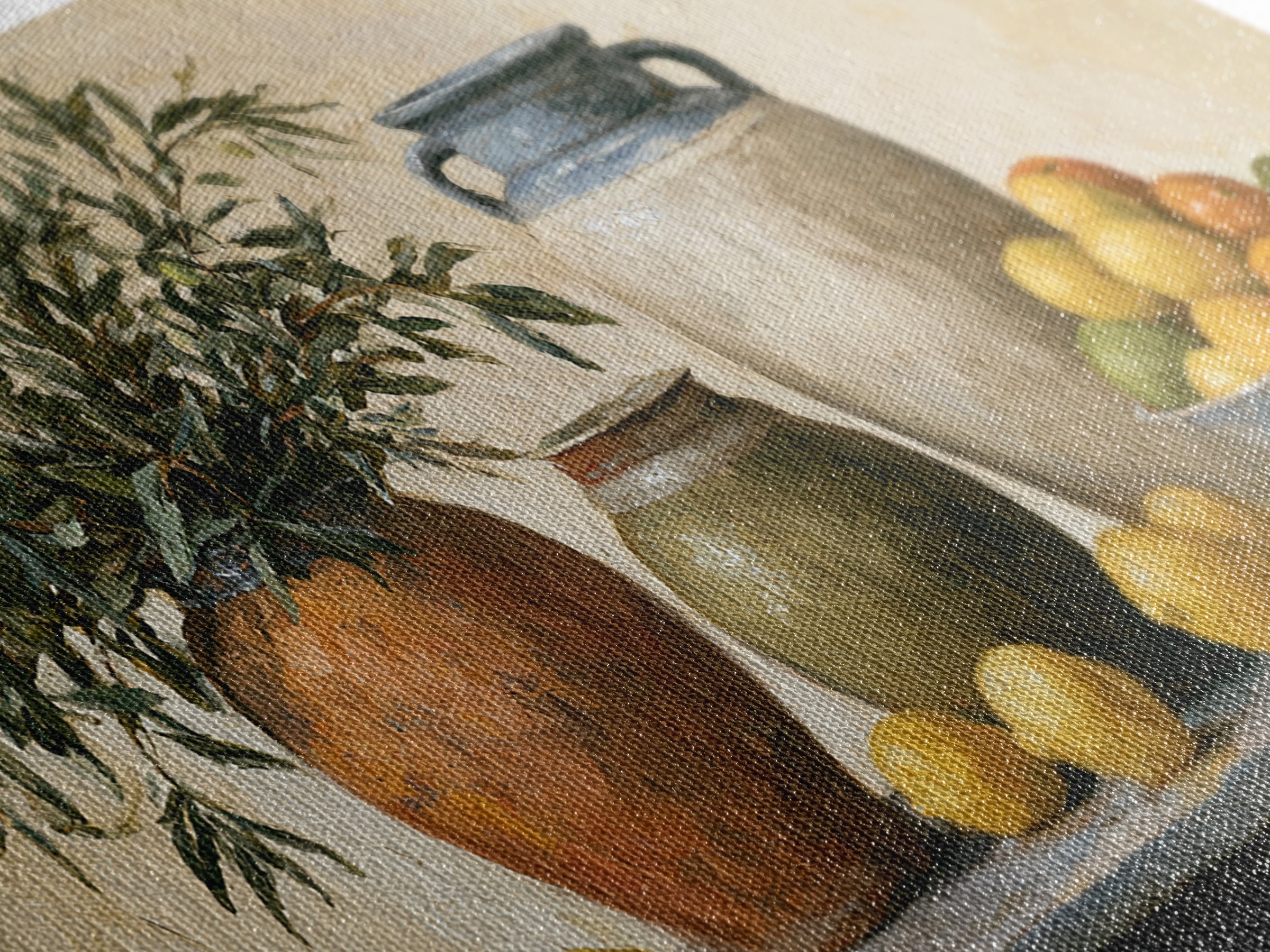 Mediterranean Olive Branch and Citrus Arrangement Canvas Print, Dining Room Art, Living Room Decor, Dining Room Decor, Dining, DRA-2x1-80
