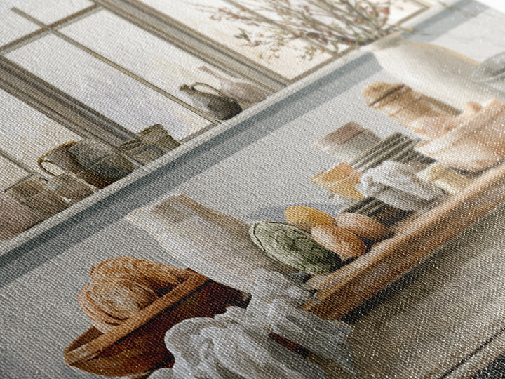 Sunlit Farmhouse Table Objects Without Room View Framed Canvas Print, Dining Room Art, Print, Dining Room Decor, Dining, DRA-2x1-85