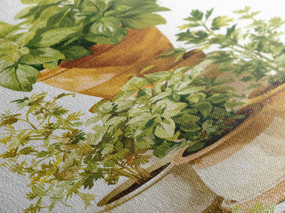 Modern Kitchen Herbs Framed Canvas Print, Dining Room Art, Textured Painting, Dining Room Decor, Abstract Art, Dining, DRA-2x3-17