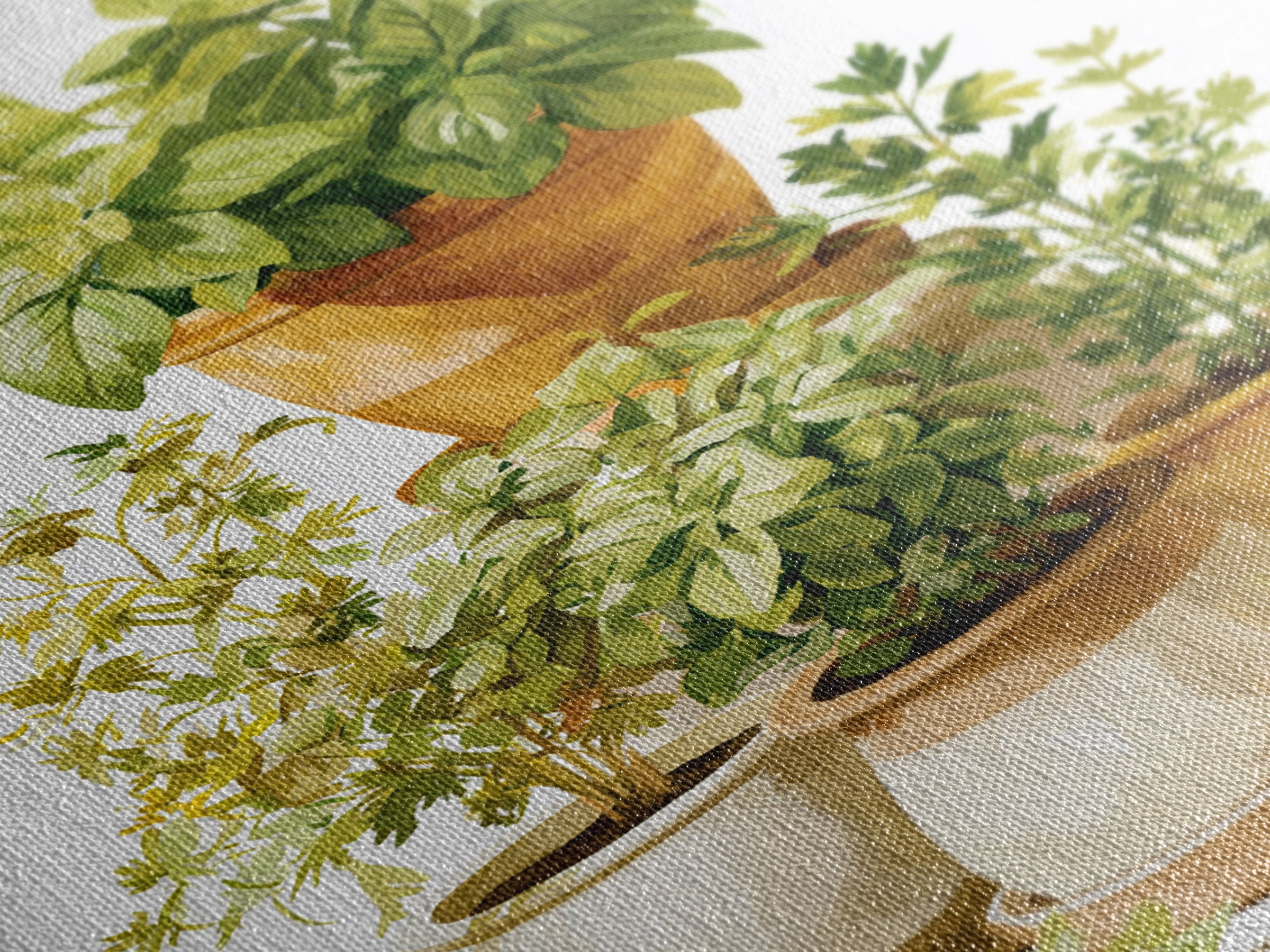 Modern Kitchen Herbs Framed Canvas Print, Dining Room Art, Textured Painting, Dining Room Decor, Abstract Art, Dining, DRA-2x3-17