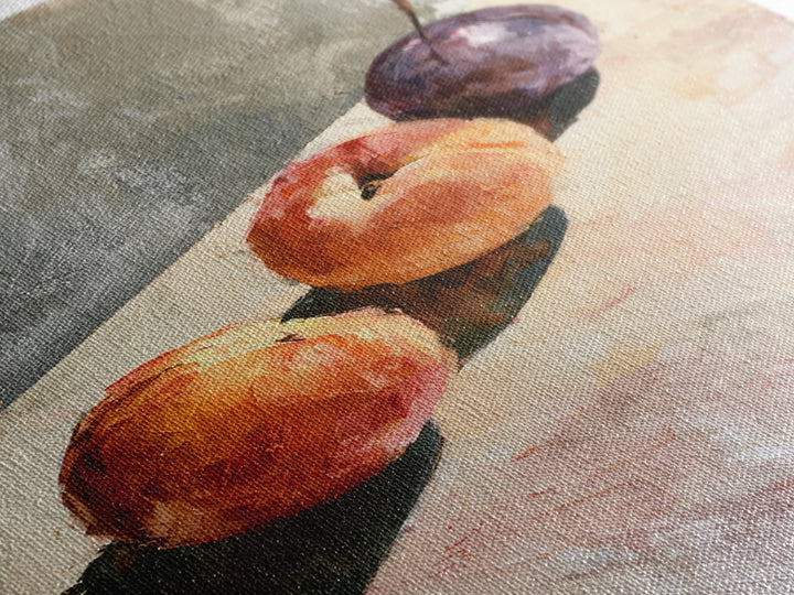 Peach and Plum Still Life Framed Canvas Print, Dining Room Art, Large Wall Art, Dining Room Decor, Dining, Watercolor Painting, DRA-2x3-28