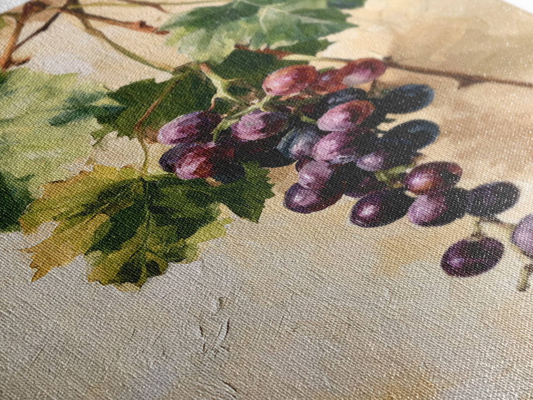 Botanical Grapevine with Leaves and Fruit Canvas Print, Dining Room Art, Contemporary Art, Dining Room Decor, Dining, DRA-2x3-53