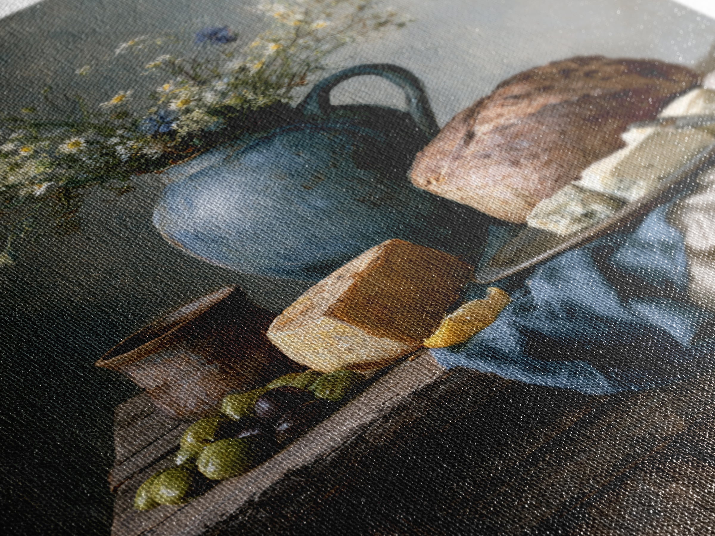 Rustic Bread Olives and Cheese Still Life Canvas Print, Dining Room Art, Wall Art, Dining Room Decor, Abstract Art, Dining, DRA-2x3-62