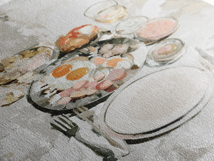 French Bistro Food Illustration Without Text Canvas Print, Dining Room Art, Room Decor, Dining Room Decor, Oil Painting, Dining, DRA-2x3-66