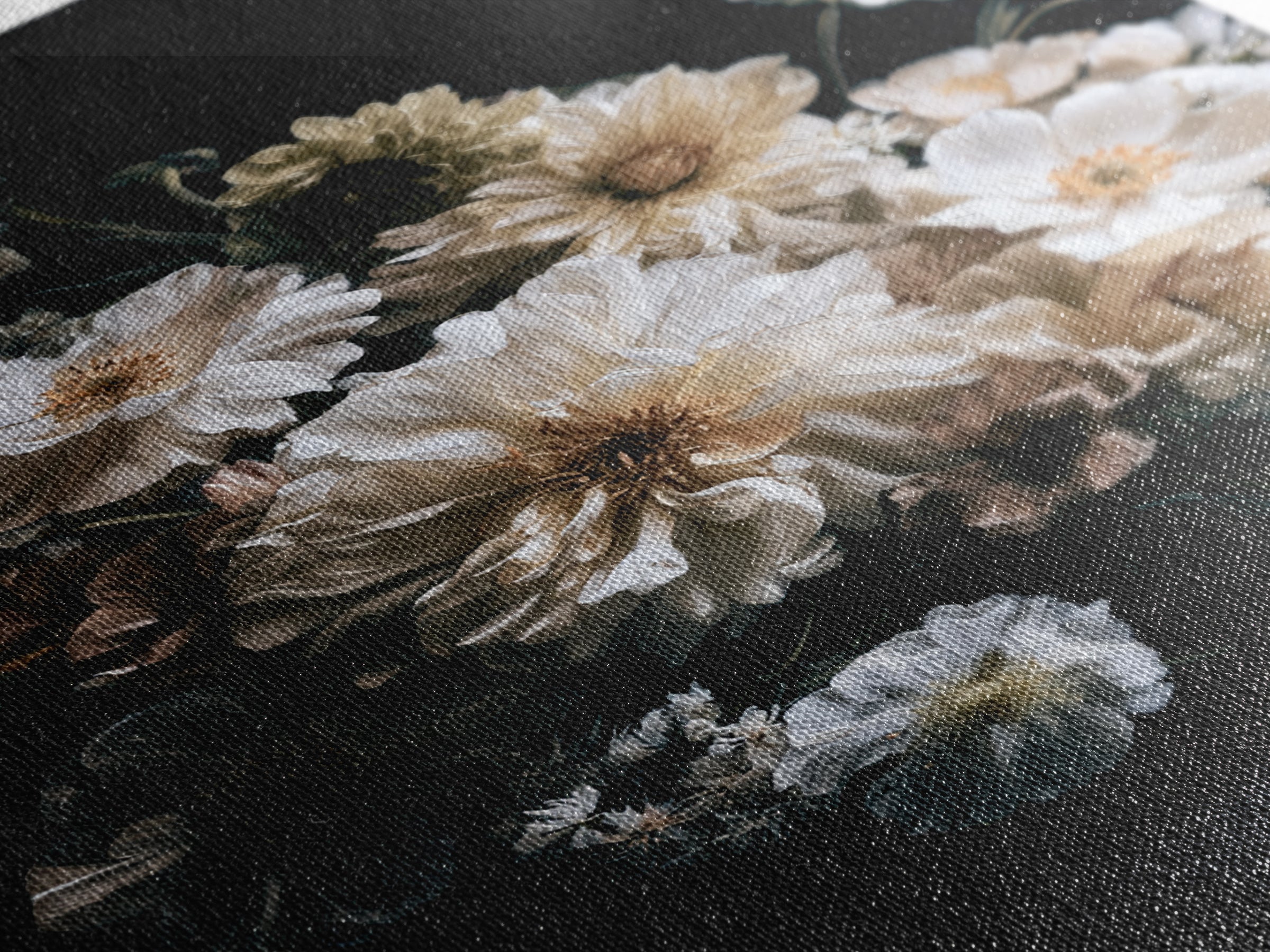 Moody Dark Background Bouquet for Formal Dining Canvas Print, Dining Room Art, Luxury Decor, Dining Room Decor, Dining, DRA-2x3-67