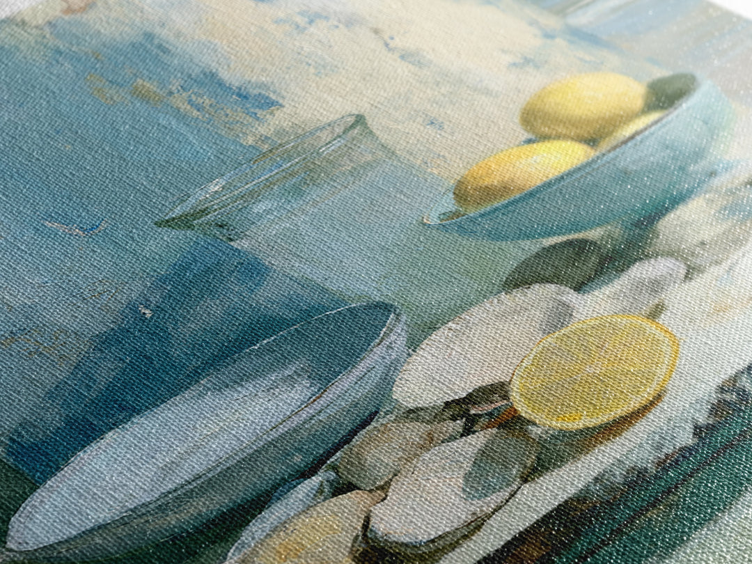Shellfish and Lemon Still Life Canvas Print, Dining Room Art, Neutral Decor, Dining Room Decor, Oil Painting, Dining, DRA-2x3-72