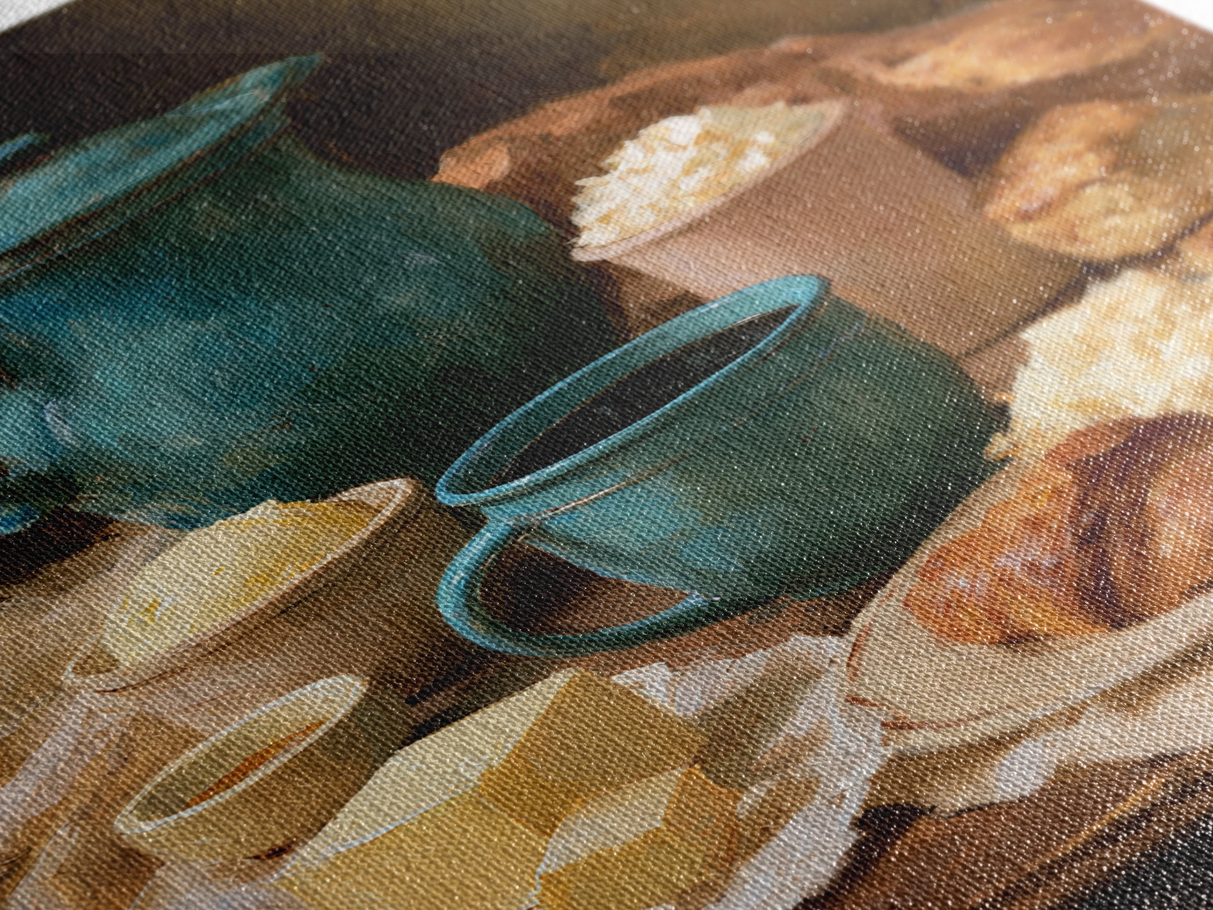 Coffee and Pastry Scene for Breakfast Nook Framed Canvas Print, Dining Room Art, Fall Decor, Dining Room Decor, Dining, DRA-2x3-94