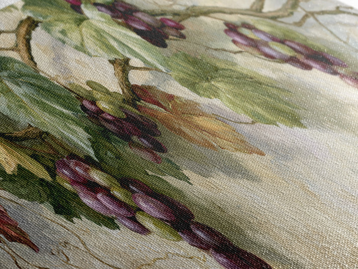Botanical Grapevine with Leaves and Fruit Canvas Print, Dining Room Art, Dining Room Decor, Oil Painting, Dining, DRA-3x1-13